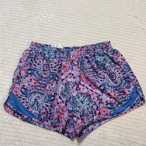 Lilly Pulitzer Blue and Pink Patterned Athletic Shorts